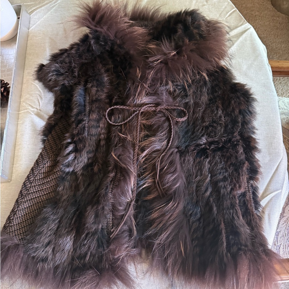 Dana Stein Faux Fur Vest in Brown